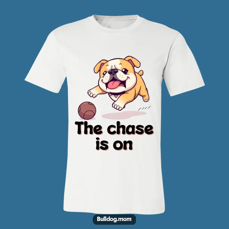 Funny Kawaii Bulldog T-Shirt, Goofy Waddle Ball Chase Tee for Fun