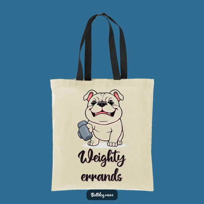 Carry Your Gains: Funny Kawaii Bulldog Dumbbell Tote Bag