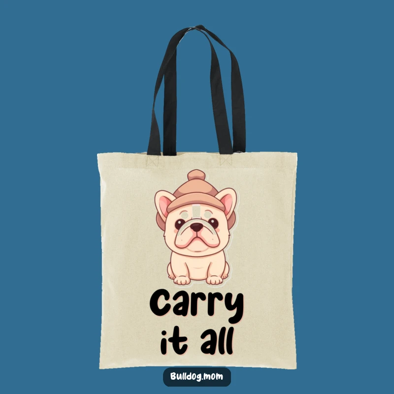 Funny Bulldog Hat Peek Tote Bag - Stylish Pup Accessory Gift