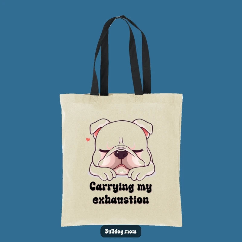 Funny Kawaii Bulldog Nap Tote Bag: Sleepy Dog Accessory, Relaxing Bulldog Bag Gift