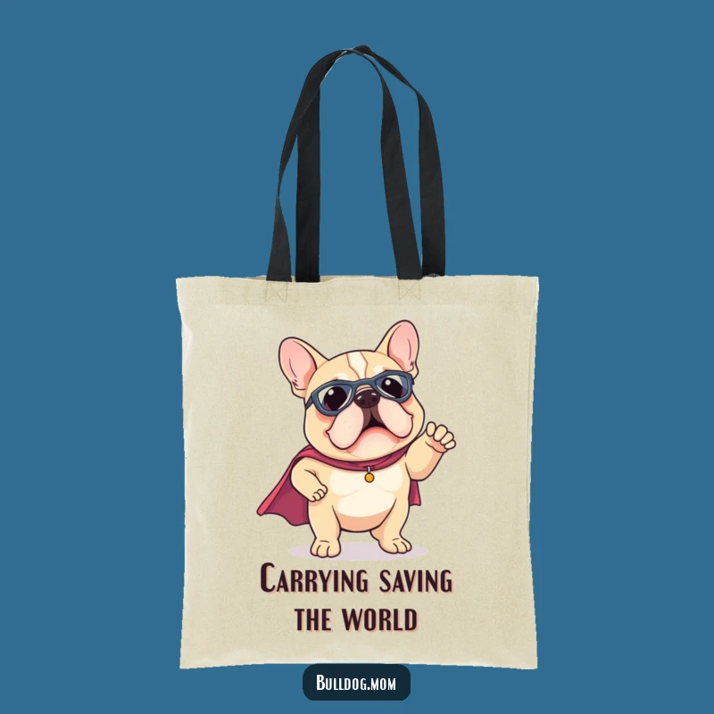Funny Kawaii Bulldog Superhero Cape Tote Bag - Heroic Puppy Accessory