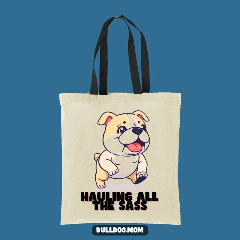 Funny Kawaii Bulldog Tote Bag: Determined Stride for Stylish Humor