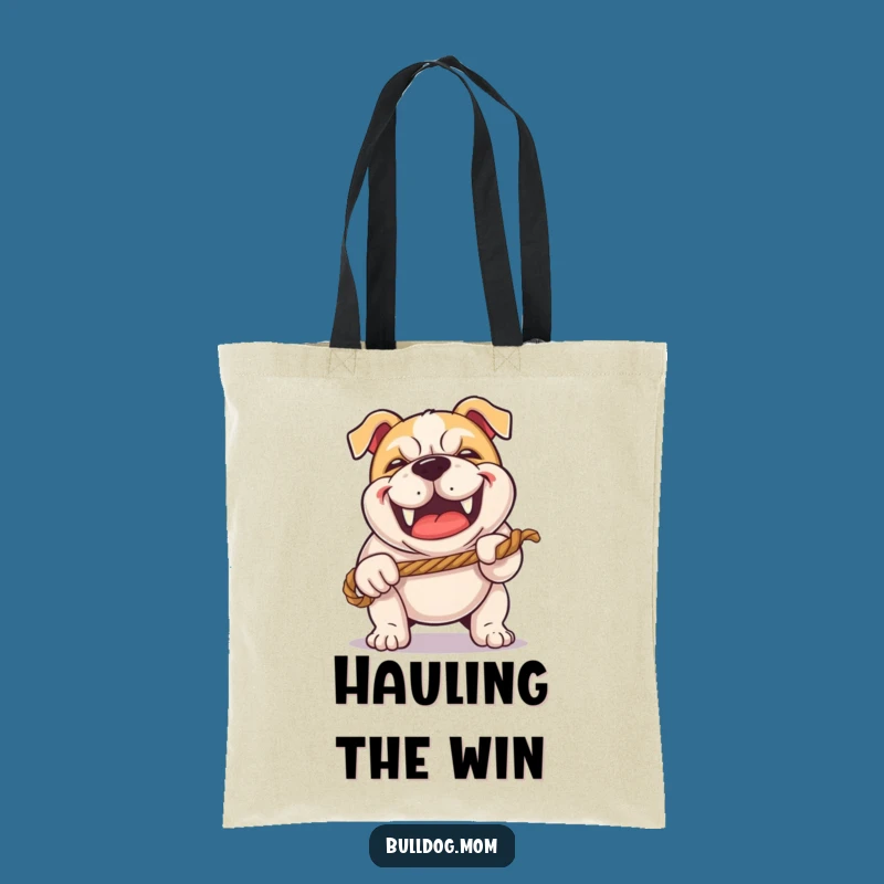 Funny Kawaii Bulldog Tug-of-War Tote Bag - Happy Grunt Puppy Gear