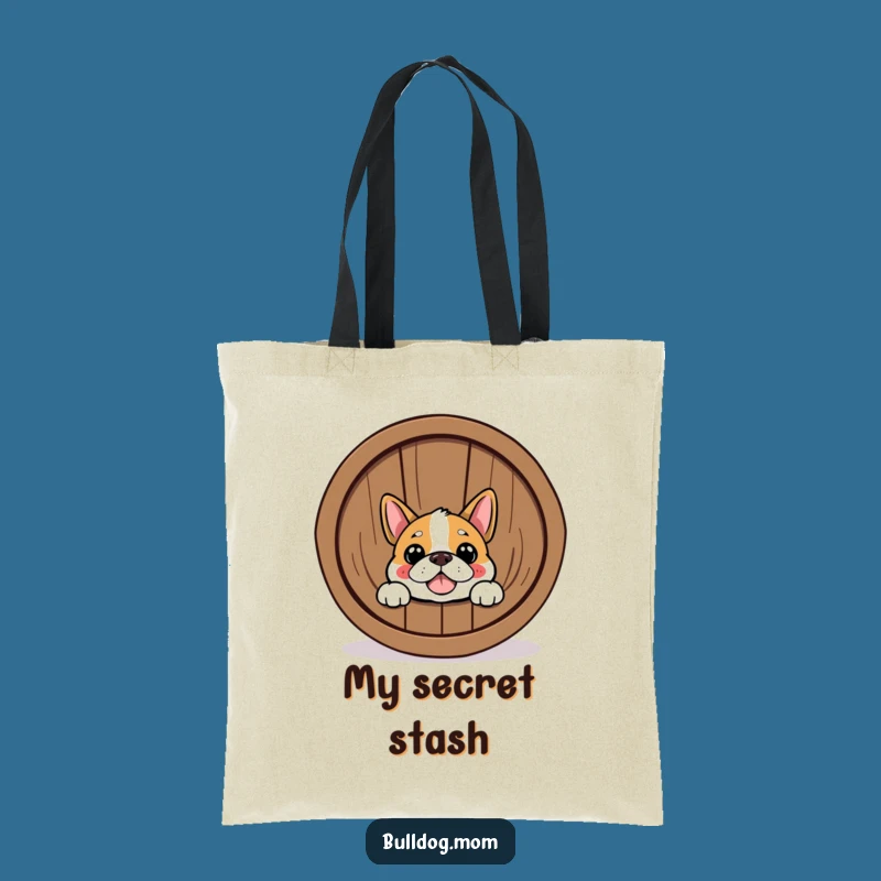 Funny Bulldog Barrel Peek Tote Bag: Cheerful Surprise for Handy Humor