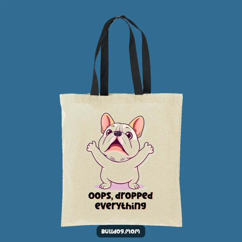 Funny Kawaii Bulldog Tote Bag: Startled Pup Carry-All Gift