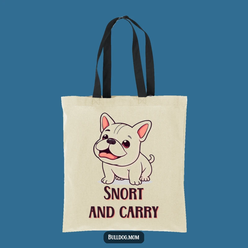 Funny Kawaii Bulldog Tote Bag: Happy Snort and Wag Carry-All